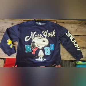 ZARA PEANUTS SZ M /10-12Y VGUC BLUE NEW YORK SNOOPY loosefit pullover sweatshirt